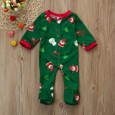 

Newborn Infant Baby Boy Print Pajamas Romper Jumpsuit Christmas Family Clothes