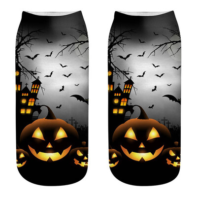 

New Funny Happy Halloween Socks 3D Printed Woman Socks Pumpkin Lantern Pattern Short Socks Party Supplies Harajuku Ankle Socks