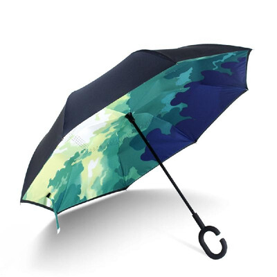 

Cshaped Handle Windproof Reverse Folding Umbrella Double Layer Man Women Sunny Rainy Car Inverted Umbrellas Double Layer Anti UV