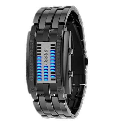 

Waterproof Plating Watch Luxury Stainless Steel Binary Luminous LED Electronic Display Watches