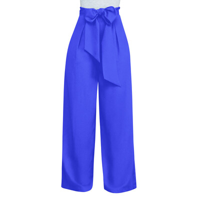 

Womens Ladies Palazzo Wide Leg Trousers High Waist Lace Up Loose Culottes Pants