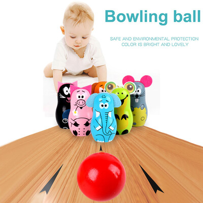 

Bowling Set Wooden Toys - Kids Bowling 6 Wooden Animal Bowling Set