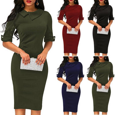 

Sexy Women Bandage Bodycon Half Sleeve Evening Party Cocktail Work Office Midi Dress