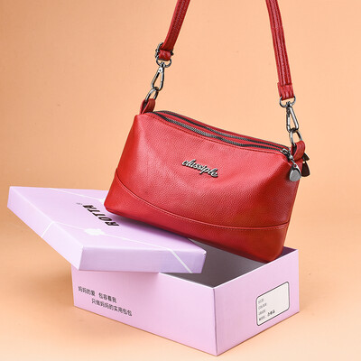 

Soft-skinned small three-layer one-shoulder straddle Bag Fashion Ladies middle-aged mothers bag
