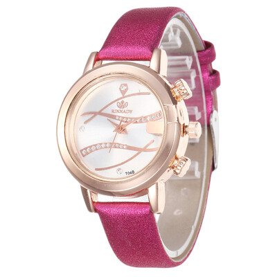 

Simple diamond-studded leather strap ladies watch spot direct student watch