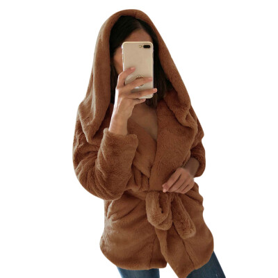 

Toponeto Women Winter Coat Keep Warm Outerwear Hoodie Faux Fur Coat Outwear