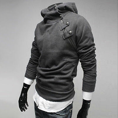 

Mens metal buckle padded jumpsuit casual shirt shirt sweater hooded jacket New