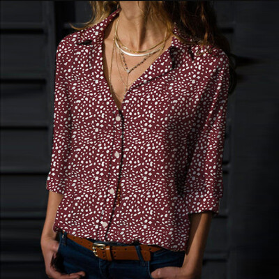 

Starmoon Fashion Women Lapel Leopard Print Button Long Sleeves Tops Loose Blouse Shirt