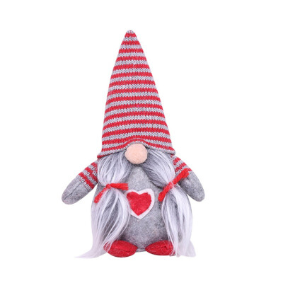 

Christmas Santa Doll With Striped Hat Holiday Desktop Ornament Swedish Plush Doll Gift Christmas Decorations Pendant