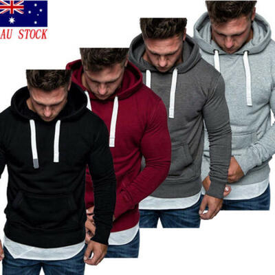 

AU Mens Winter Slim Hoodie Warm Hooded Sweatshirt Coat Jacket Outwear Sweater