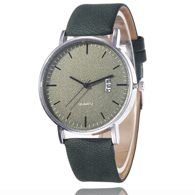 

Fashion Nordic style leather men&women watch frosted dial simple calendar watch quartz watch