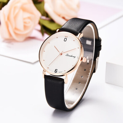 

Gobestart Fashion Casual Without Scale Striped Dial Leather Strap Mens Quartz Watch