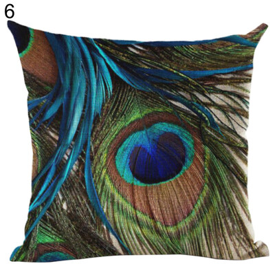 

Peacock Linen Throw Pillow Case Cushion Cover Sofa Bed Car Cafe Office Decor