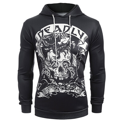 

Skull Snake Print Pouch Pocket Pullover Hoodie