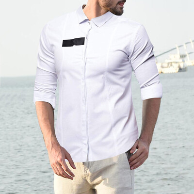 

Tailored Fashion Mens Long Sleeve Casual Fit Silm Shirt Blouse Pocket Top