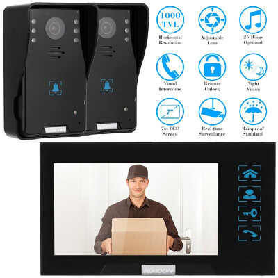 

KKmoon® 7" Video Door Phone Intercome Doorbell Touch Button Remote Unlock Night Vision Rainproof Security CCTV Camera Home Surveil