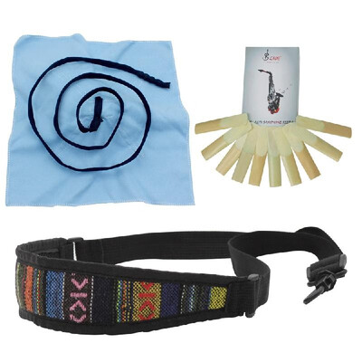 

3-in-1 Saxophone Sax Accessories Kit Including Cleaning Cloth Sax Neck Strap Reeds