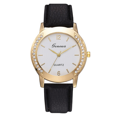 

Casual ladies alloy quartz watch fashion crocodile pattern PU leather watch on both sides of the diamond fashion watch