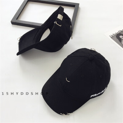 

Hat female spring summer leisure ring pin baseball cap casual Joker curved eaves duck tongue hip hop hat Korean wave