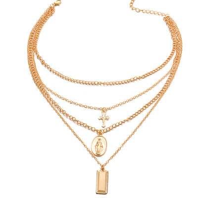 

Retro Multi-Layer Cross Jesus Pendant Women Choker Necklace Jewelry Chain Decor