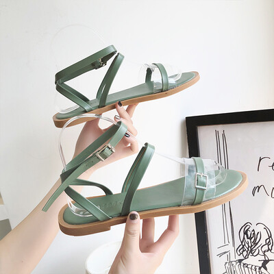 

Flat-soled sandals fairy breeze 2019 summer new Korean version of students simple ins network celebrity Roman shoe tide