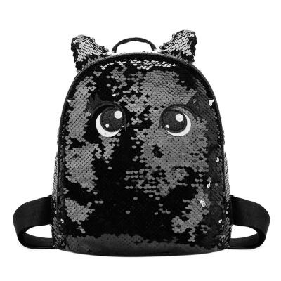 

Cute Eyes Print Small Backpacks Preppy Women Sequins Shoulder School Bags