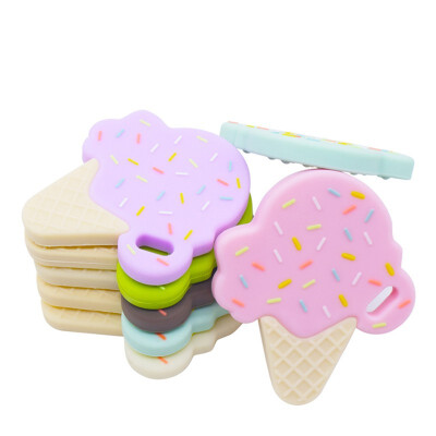 

Christmas Gift Bpa Free Food Grade Baby Chewing Teething Pendant Ice Cream Shape Silicone Teether