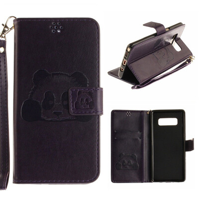 

MOONCASE Samsung NOTE 8 embossed panda lanyard holster - purple