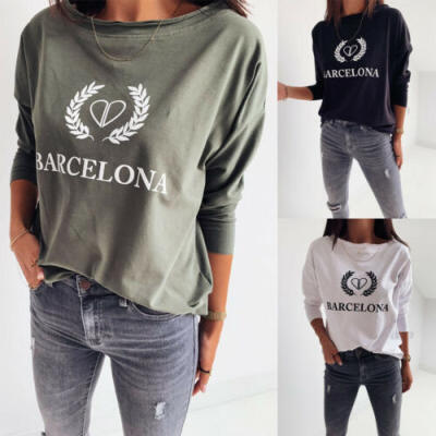 

Fashion Women Autumn Cotton Long Sleeve Print Loose Tops Casual Blouse Plus size