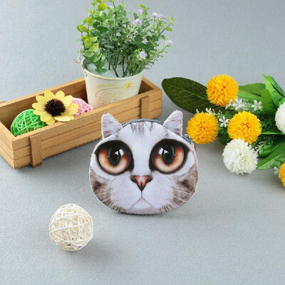 

Cute Fashion Women Coin Purse 3D Cat Animal Head Print Tail Mini Wallet Zipper Closure Small Clutch Bag