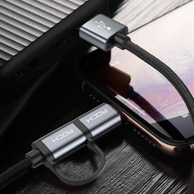 

2-in-1 Lightning Type C 3A21A High Speed Sync And Charging Cord For IPHONE Huawei-1m