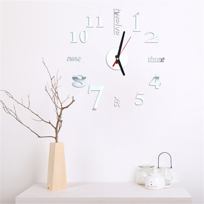 

Siaonvr 3D DIY Roman Numbers Acrylic Mirror Wall Sticker Clock Home Decor Mural Decals