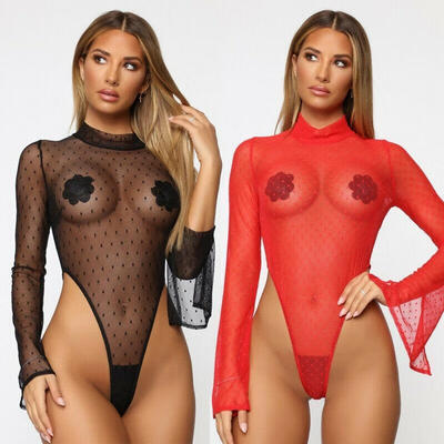 

Women Bodysuit Bodycon Jumpsuit Romper Leotard Tops Blouse Playsuit Long Sleeve