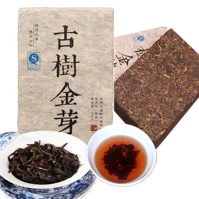 

Yunnan Puer Ripe Tea Black Tea 100 Natural BoKu Ancient Tree Golden Bud Puerh Cooked Tea Brick 250g