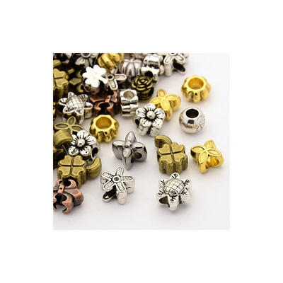

Tibetan Style Alloy European Beads Large Hole Beads Mixed Flower Mixed Color 1013x10125x810mm Hole 455mm