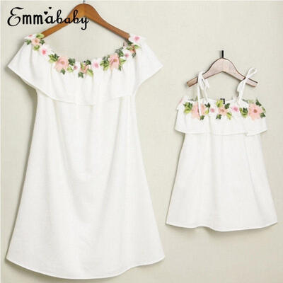 

Hot Family Matching Dresses Mother&Daughter Women Girls Floral Dress Party Clothes
