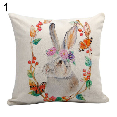 

Rabbit Printed Throw Pillow Case Easter Home Car Decor Sofa Bed Cushion Cover