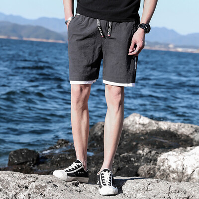 

Tailored Mens New Summer Casual Loose Belt Drawstring Cotton Hemp Beach Shorts Pants