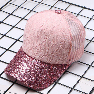 

2019 new lace baseball cap summer sequined Cap autumn net Hat women casual Joker student Hat tide