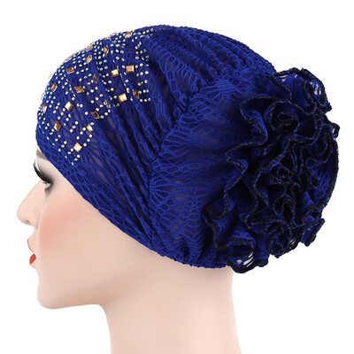 

1Pc Women Stretch Turban Hat Chemo Cap Lace Flower Hijab Cap Headwrap