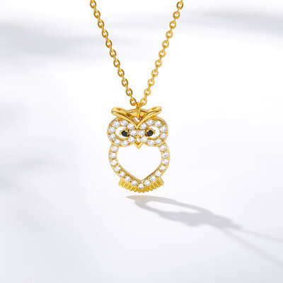 

Rhinestone Crystal CZ Zircon Heart Owl Necklace For Womens Lovely Clothing Accessories Long Sweater Chain Necklace Jewelry