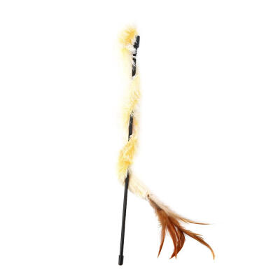 

Pet Cat Plush Feather Stick Catcher Wand Interactive Playing Teaser Rod Toy