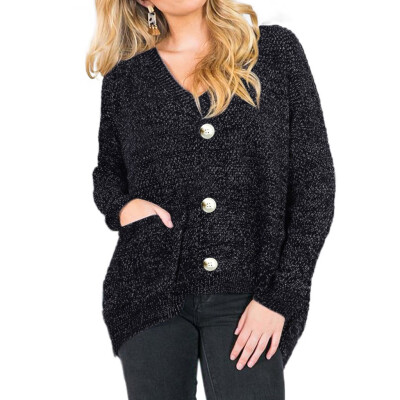 

Tailored Women Casual Solid Button Knit Cardigan Sweater Outerwear Loose Pocket Coat