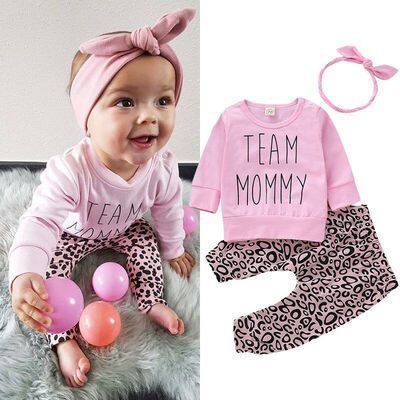 

Toddler Kids Baby Girl Infant Clothes T-shirt Top Leopard Print Pants Outfits