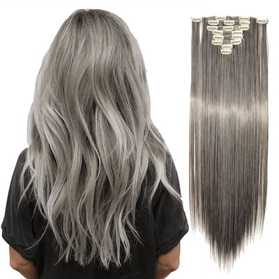 

8 PcsSet Fashion Long Curly Wavy Straight Clip In Hair Extension Sexy Heat Resistant Party Hair Natural Synthetic Hair For Women