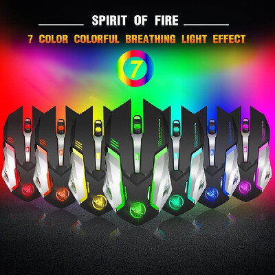 

HXSJ M10 Gaming Wireless Mouse 2400 DPI Rechargeable 7 color 6 Backlight Breathing Ergonomic Mouse for Computer Desktop Laptop