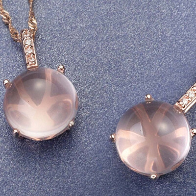 

Natural Powder Crystal Pendant Goddess Furong Stone Pendant Inlaid Necklace Jewelry