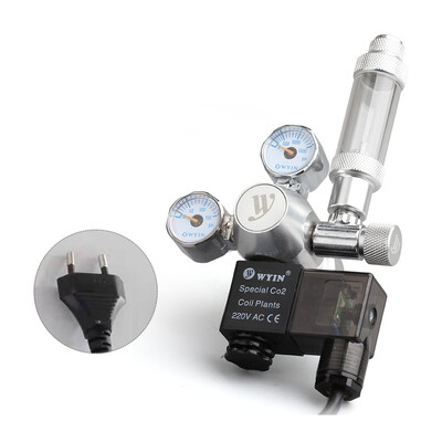 

12V Output Voltage Aquarium CO2 Regulator CO2 Pressure Regulator with Solenoid Double Pressure Gauge Bubble Counter & Check Valve
