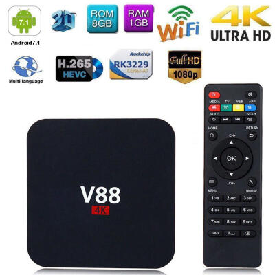 

V88 4K Android 71 Smart TV Box RK3229 Quad Core 1GB8GB 1080P Set-top Box