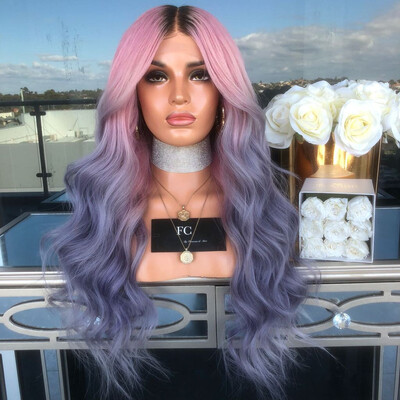

Tailored Women Long Curly Straight Wavy Synthetic Full Hair Wig Pink Purple Cosplay
